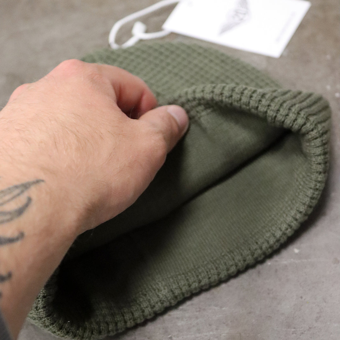 Heritage Organic Waffle Knit Beanie - Olive